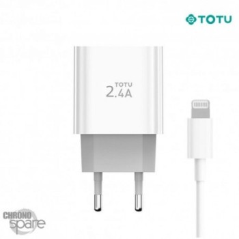 Chargeur secteur Double USB TOTU 12W + cable lightning