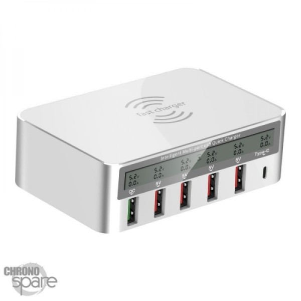 Chargeur 5 ports USB + 1 port Type C Blanc 818F