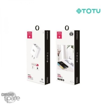 Chargeur secteur 20W Type-C TOTU (CACQ-010) avec Cable Type C / Lightning